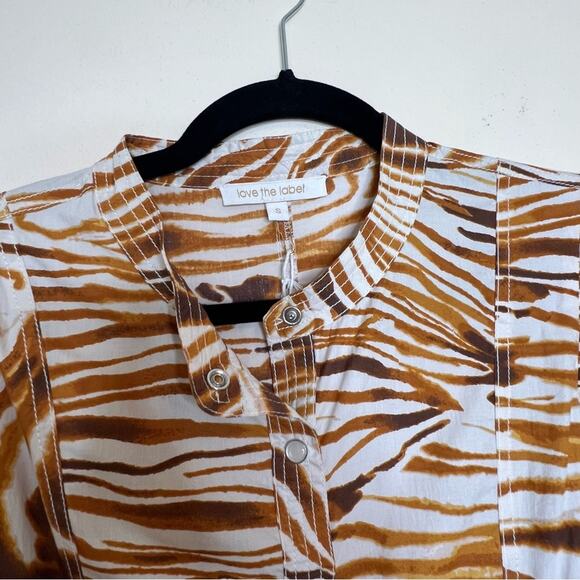 Anthropologie Love The Label Honey Puff Sleeve Swirl Midi Dress Zebra S NWT - Picture 6 of 15